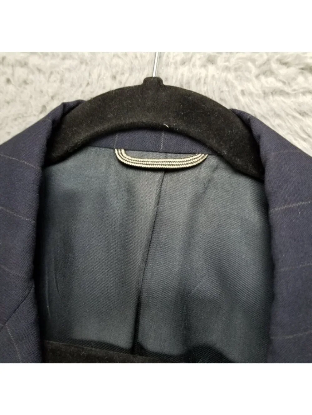 Christian Dior Jacket Mens 42L Blue Stripe 100% Wool Long Sleeve 2 Button *Read*